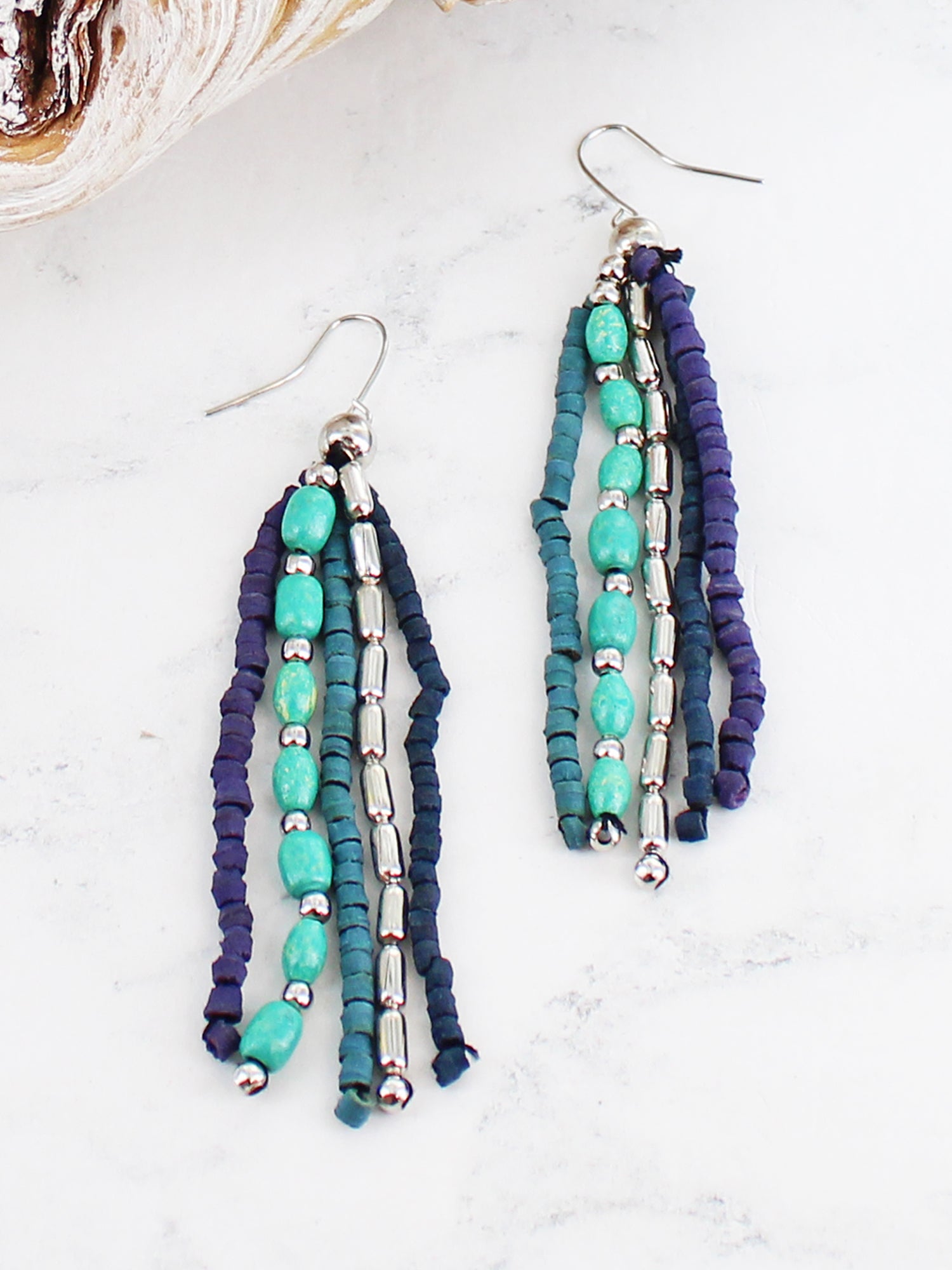 DROP BEAD EARRINGS DC1409OR-Earrings-White finn