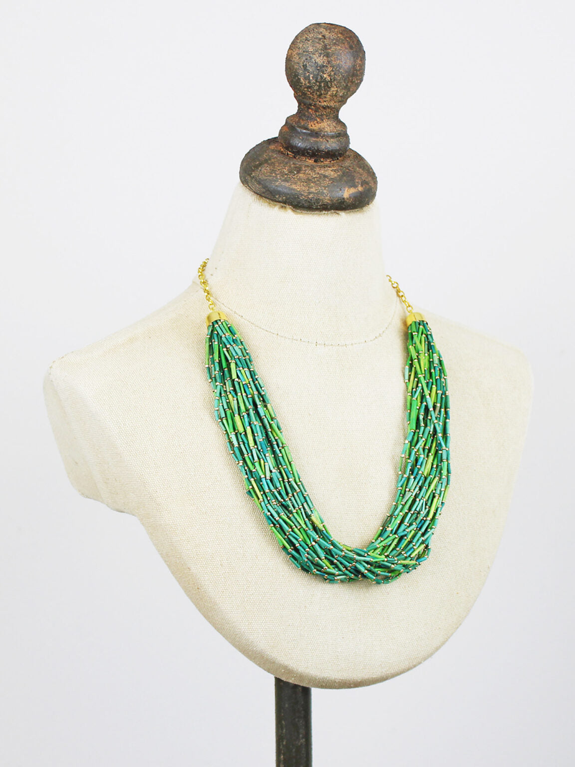 Suzie Blue Multi Strand Grass Bead Necklace DC1504-Necklace-White finn