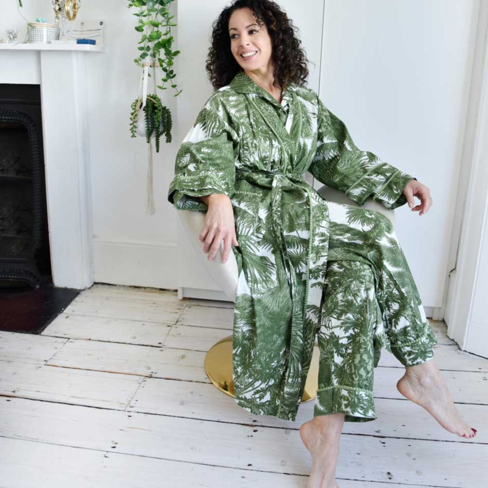 Tropical Green Fern Dressing Gown