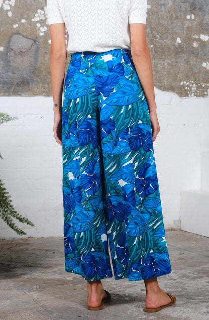 Drawstring Trousers Tropical Print