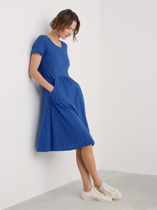 Seasalt Enor Dress Speckle Bright Marine