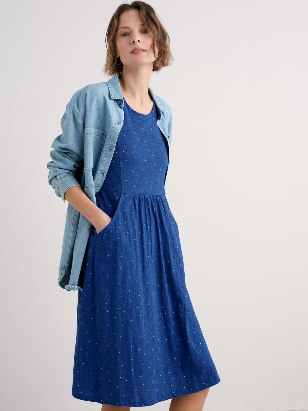 Seasalt Enor Dress Speckle Bright Marine
