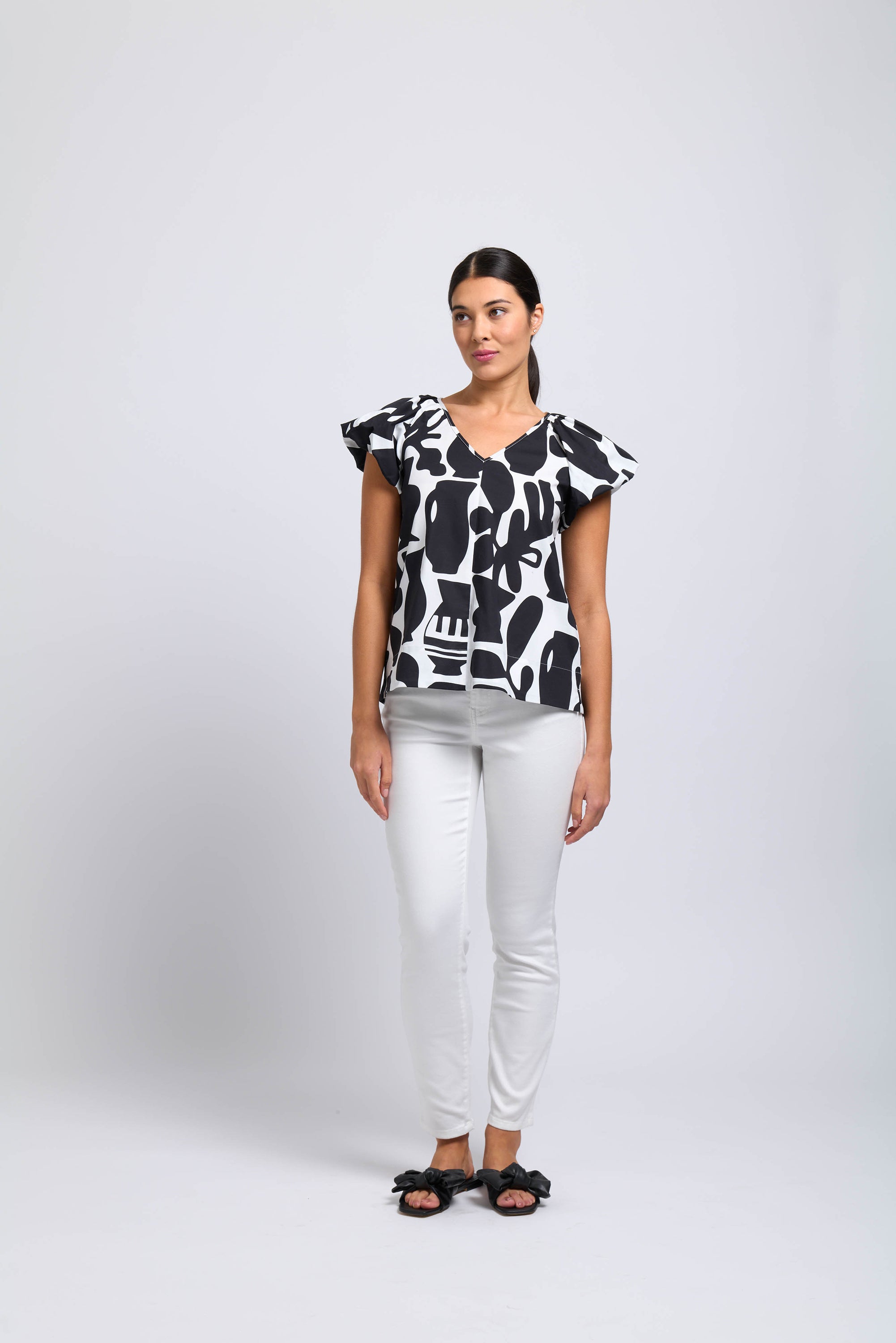 Foil Dress is More Top Printed Chalice-Shirts & Tops-White finn