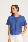 Foil Pleat Greet Top Capri-Foil-White finn
