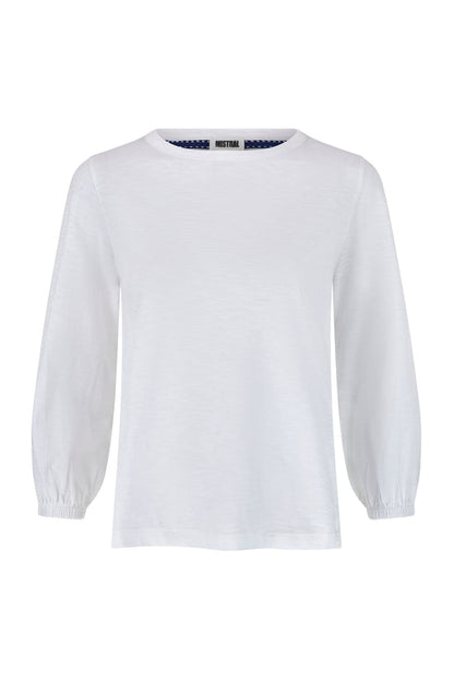 Gathered Cuff Crew Neck Jersey Tee