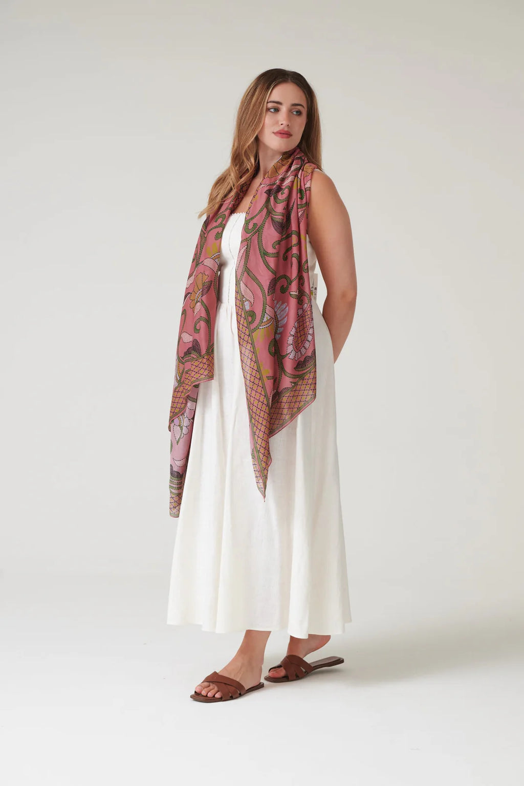 One Hundred Stars Giant Kantha Scarf Pink