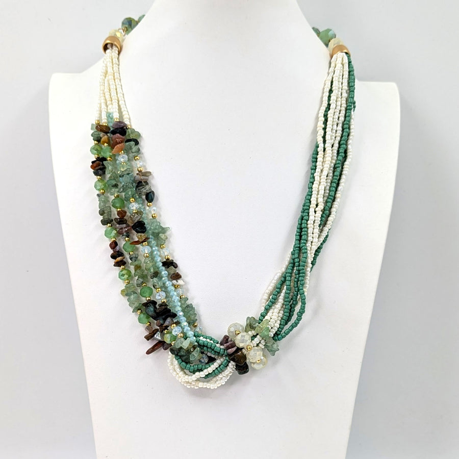 LUXURY BEADED NECKLACE HZ060N-TURQ-Necklace-White finn
