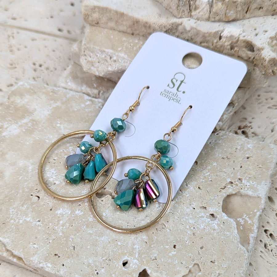 Luxury beaded earrings HZ172E-GLD-GRN-Earrings-White finn