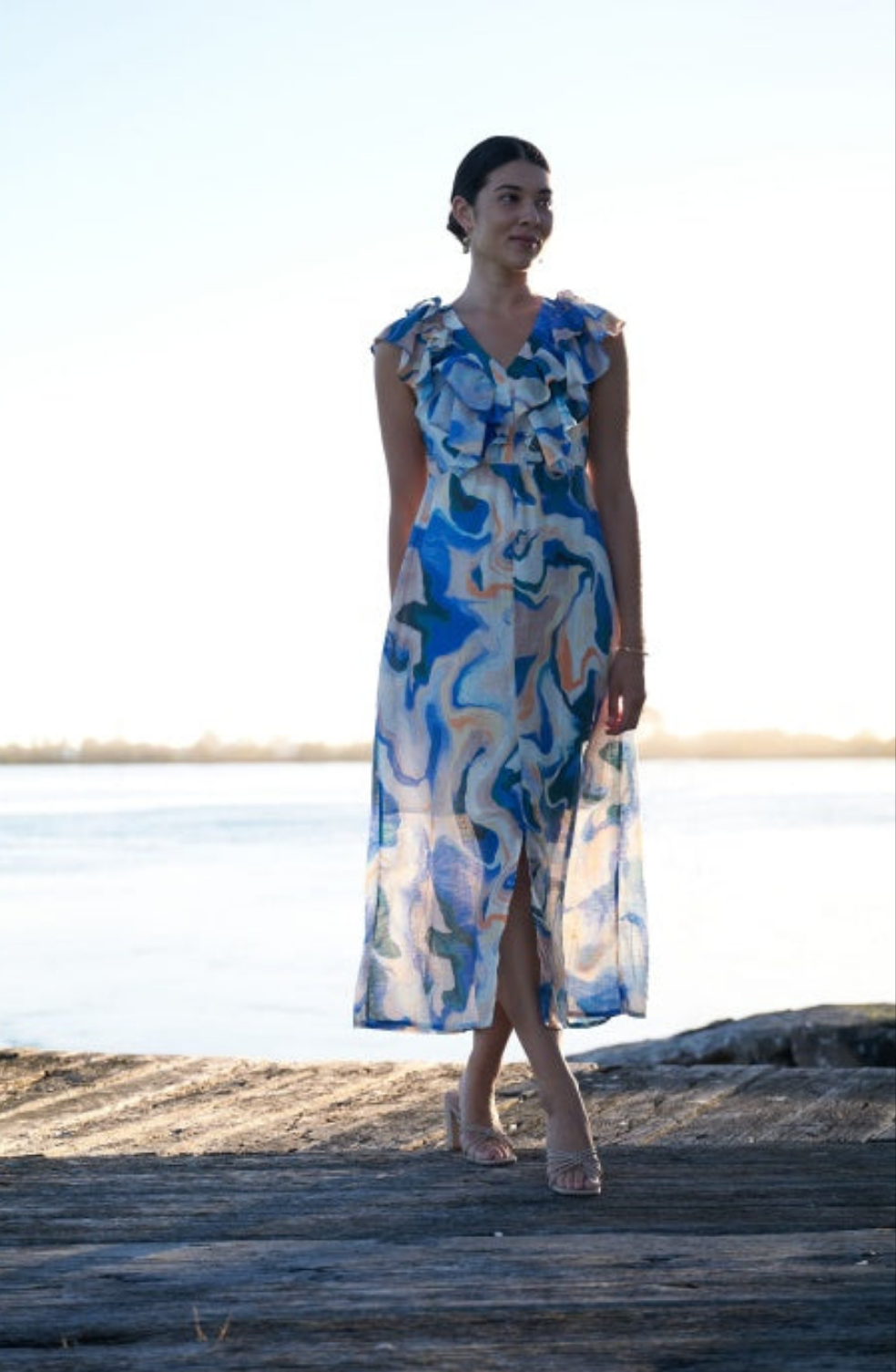 Foil Paradise Dress Printed Marbles