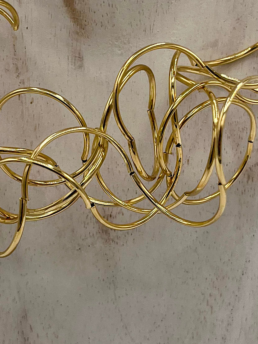 Gold Statement Wire Necklace-White finn