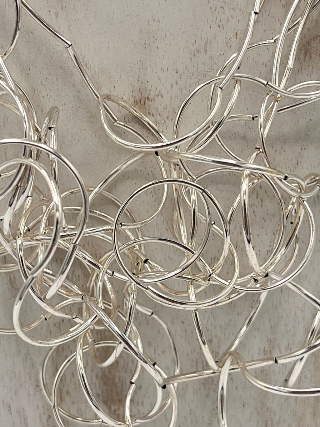 Jess & Lou Statement Wire Choker Necklace-White finn