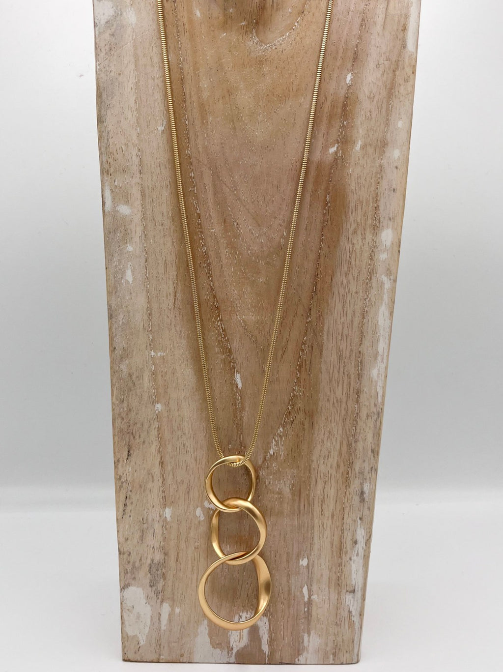 Tribal 3 Hoop Long Pendant Necklace in Gold-Necklace-White finn