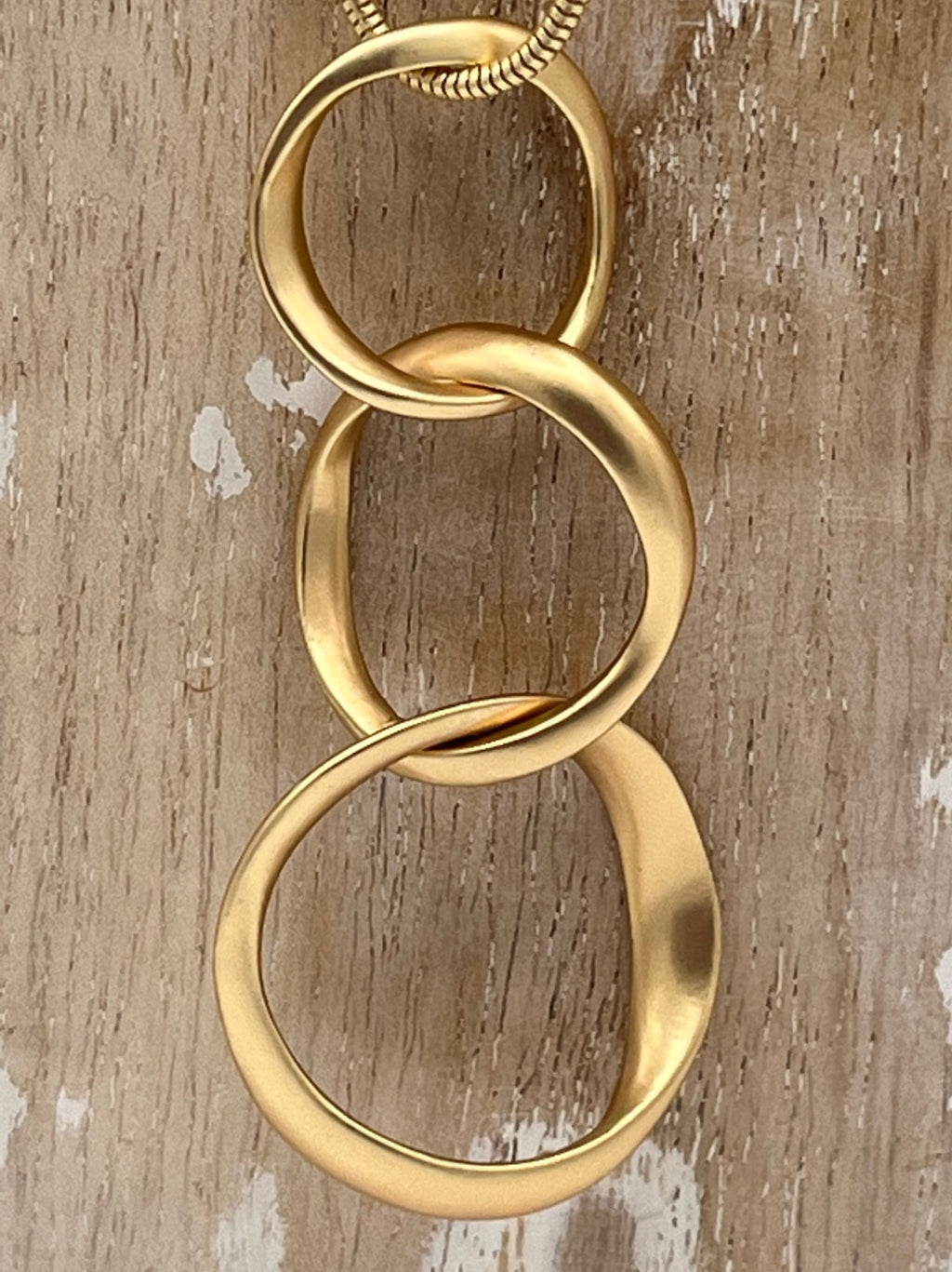 Tribal 3 Hoop Long Pendant Necklace in Gold-Necklace-White finn