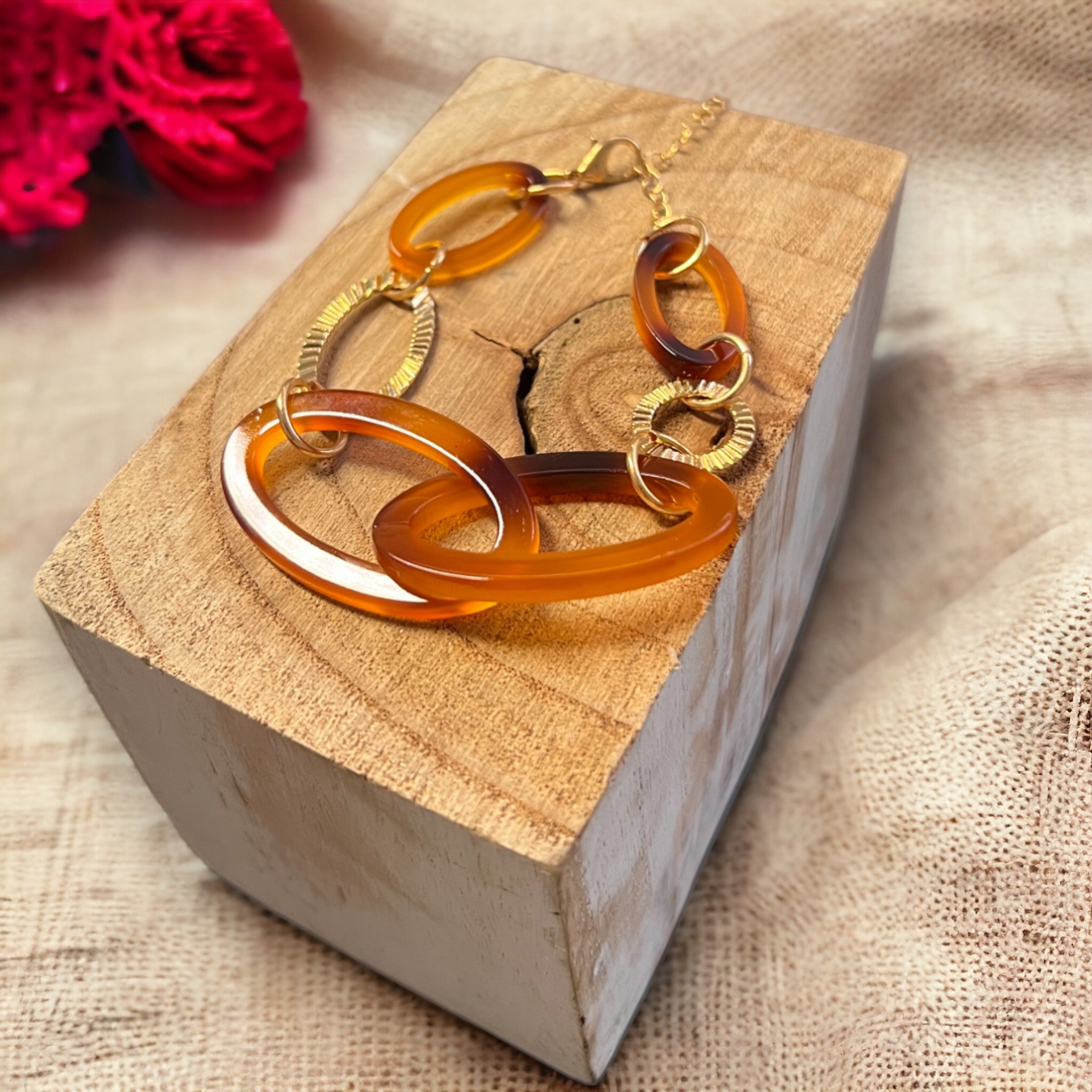 Amber and gold hoop bracelet-Bracelet-White finn