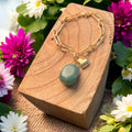 Layered Bracelet in gold with Emerald coloured stone-Bracelet-White finn