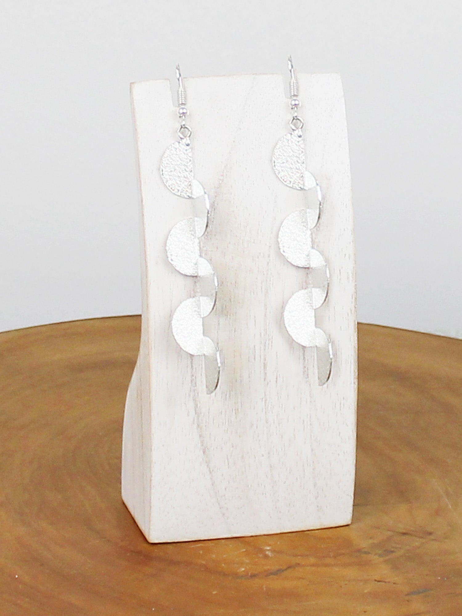 Suzie Blue Long Textured Earrings KH1516-Earrings-White finn
