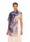 Powder Linen/Cotton Scarf - China Blue Blooms-Scarf-White finn