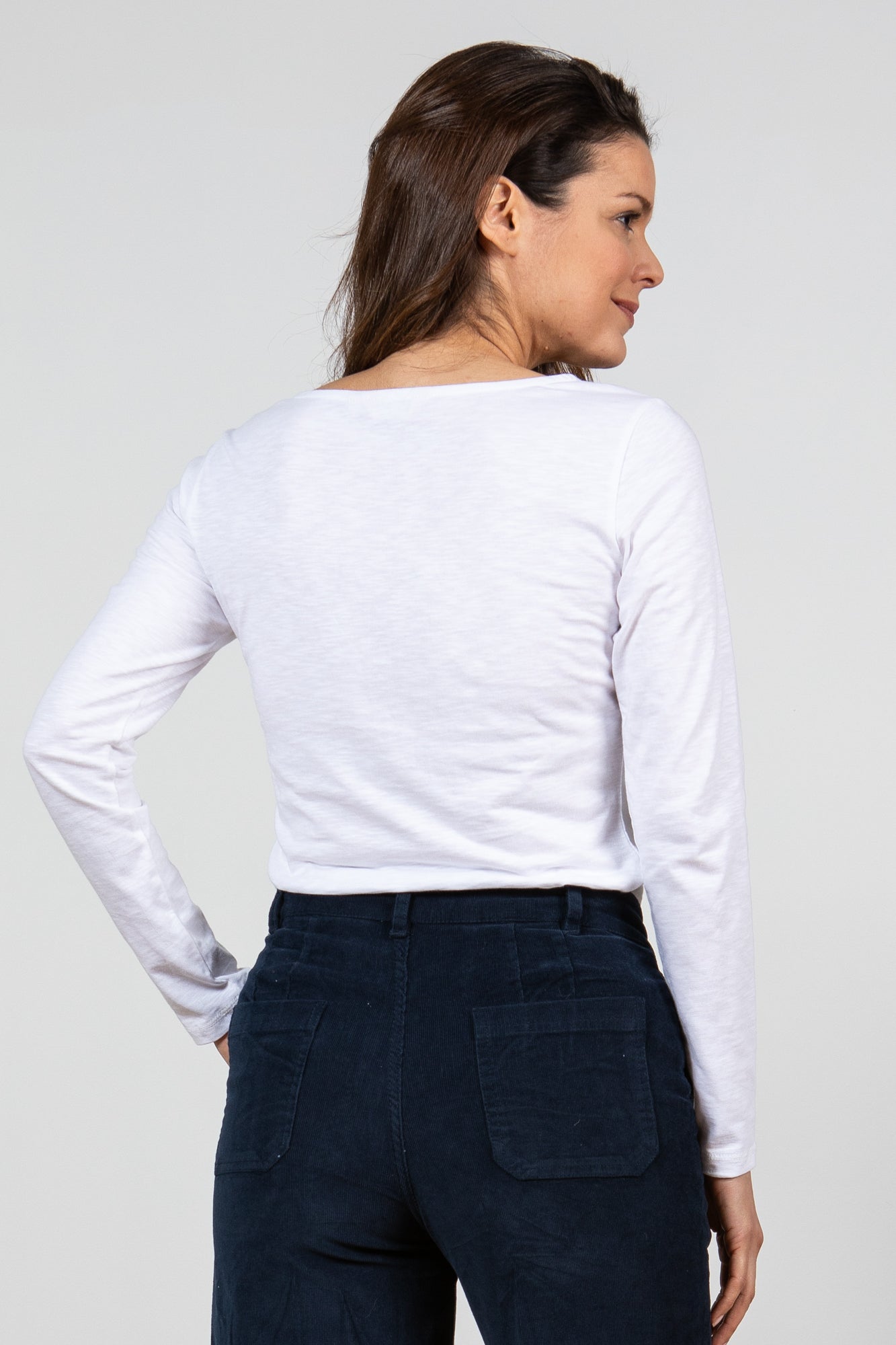 Lily and Me Monica Top Plain Slub-Shirts & Tops-White finn