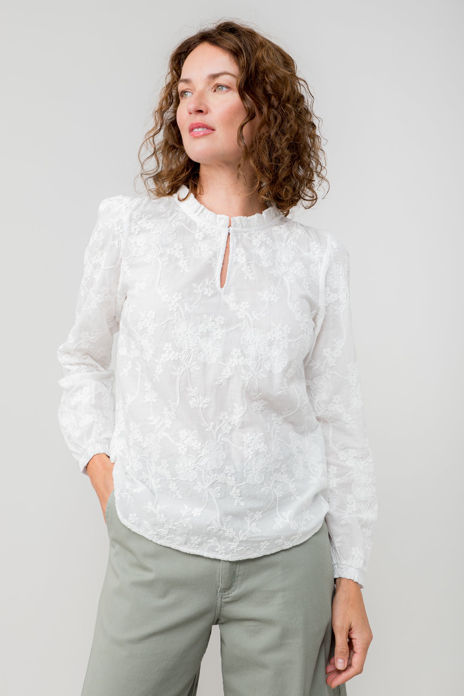 Lily and me Emily Blouse Embroidered-Tops-White finn