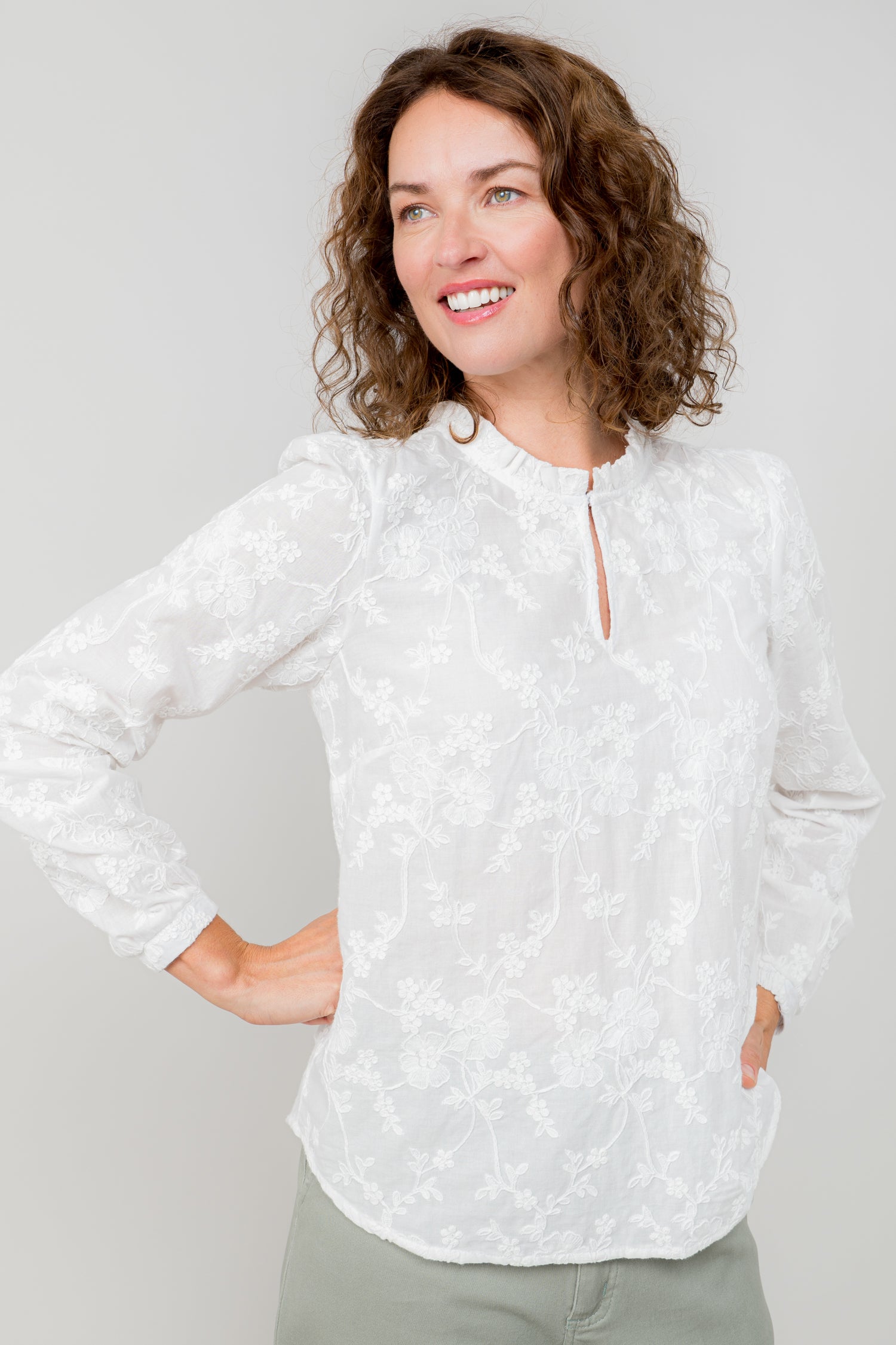 Lily and me Emily Blouse Embroidered-Tops-White finn