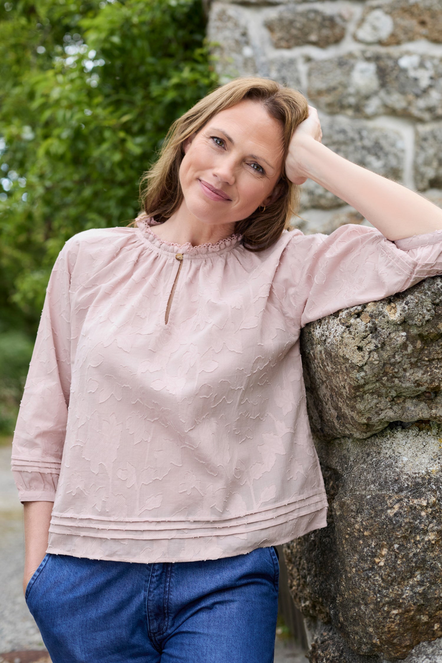 Lily and Me Zoe Blouse Jacquard Cotton-Blouse-White finn