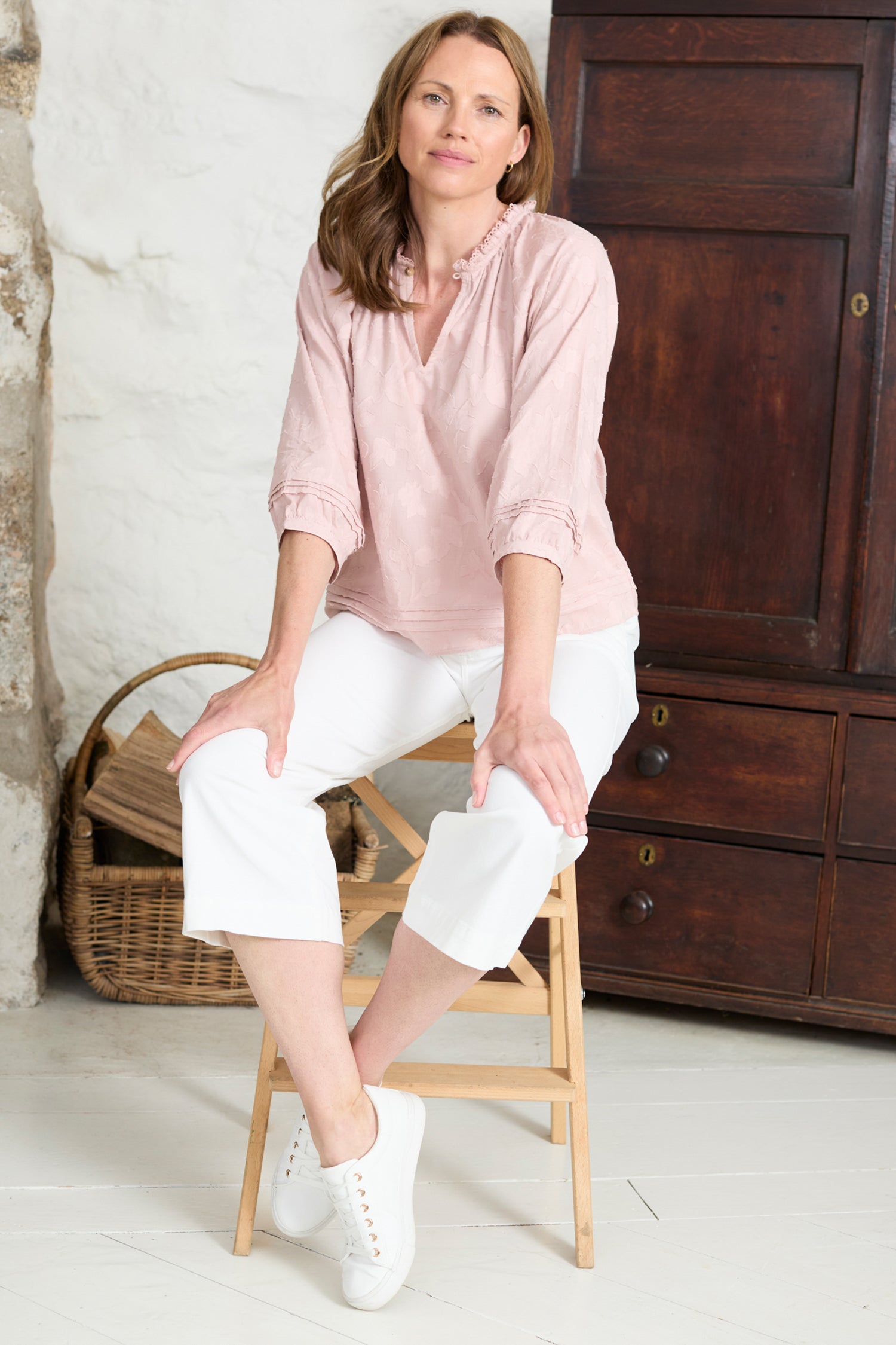 Lily and Me Zoe Blouse Jacquard Cotton-Blouse-White finn