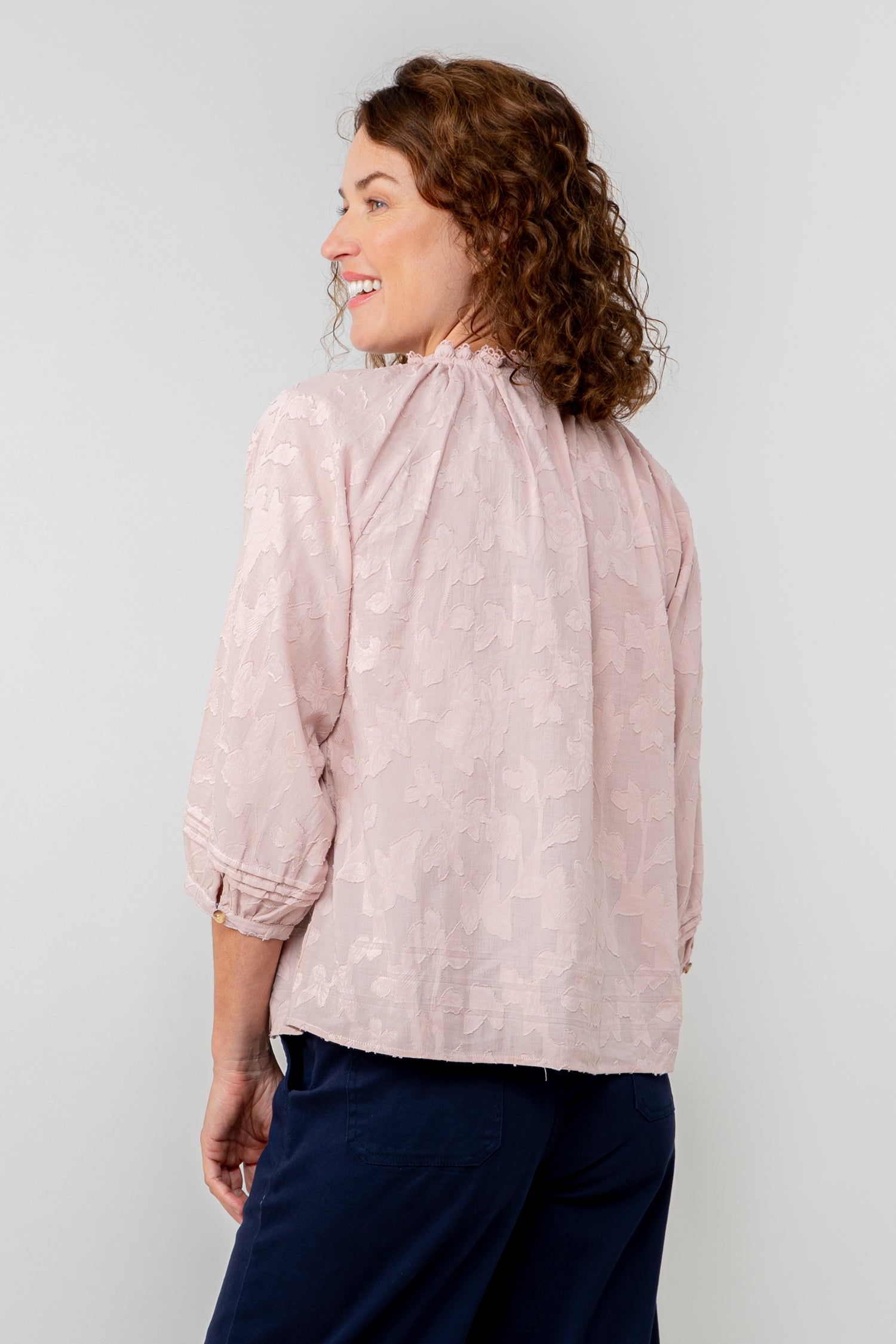 Lily and Me Zoe Blouse Jacquard Cotton-Blouse-White finn