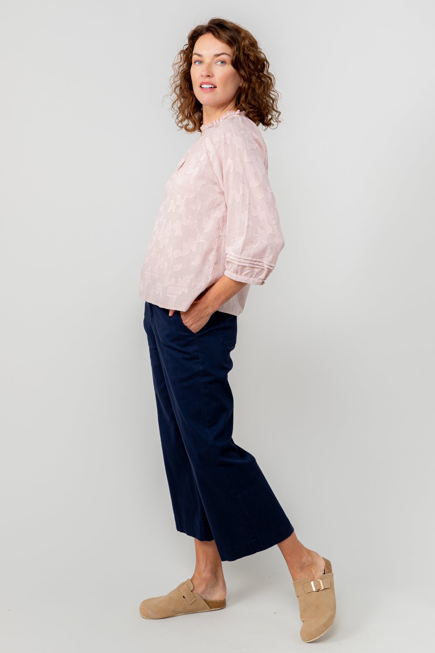 Lily and Me Zoe Blouse Jacquard Cotton-Blouse-White finn