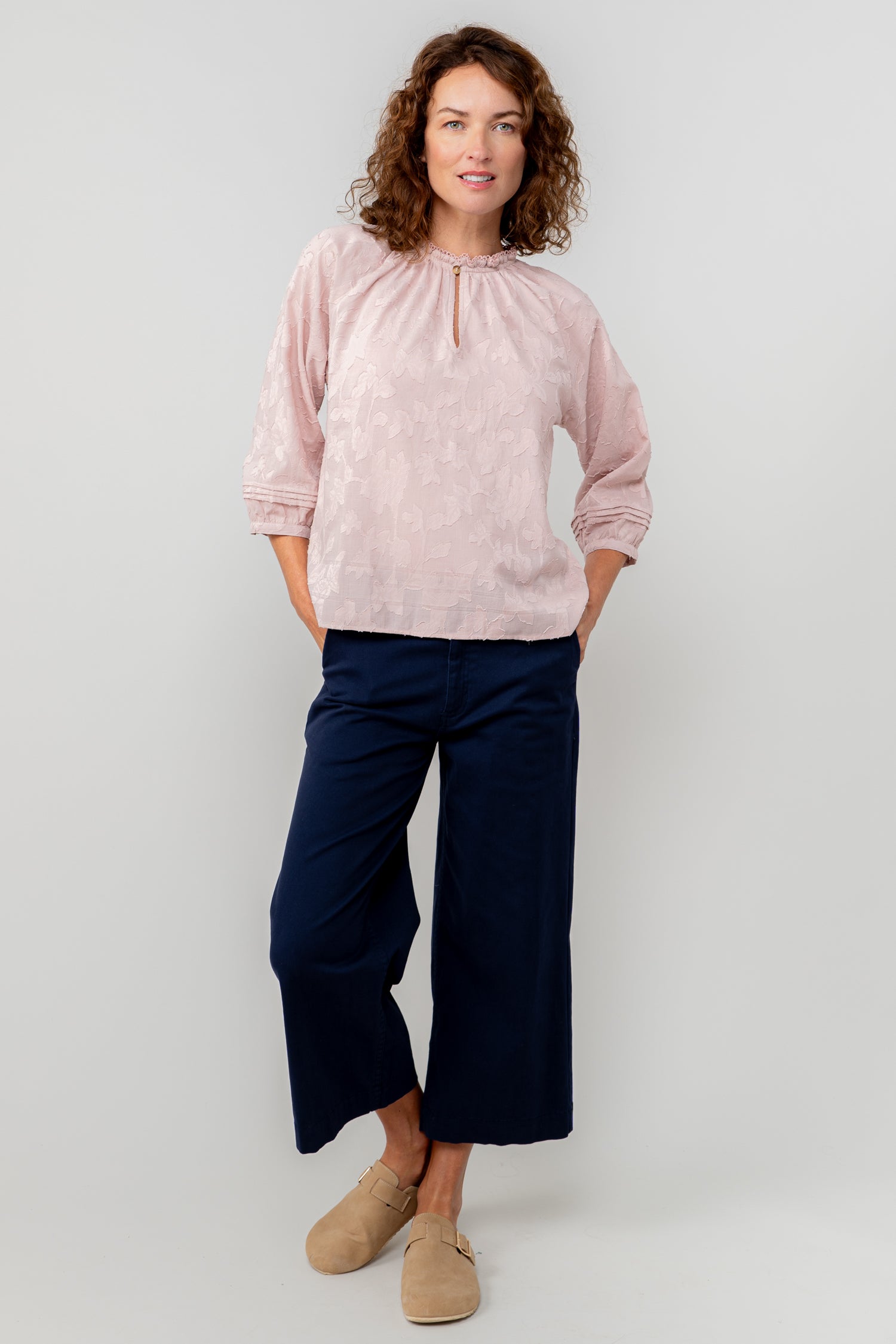 Lily and Me Zoe Blouse Jacquard Cotton-Blouse-White finn