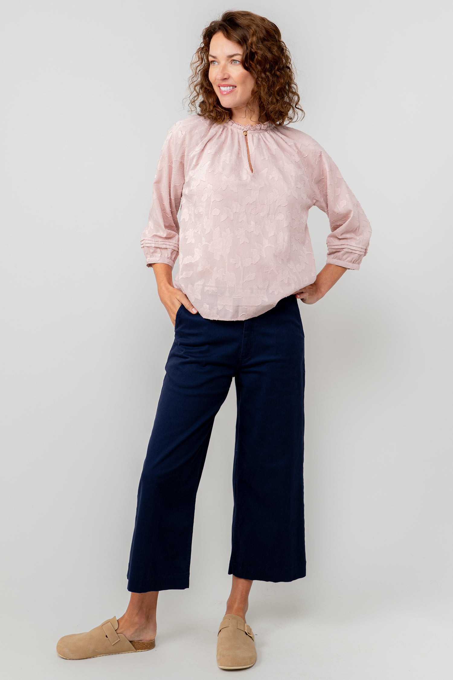 Lily and Me Zoe Blouse Jacquard Cotton-Blouse-White finn