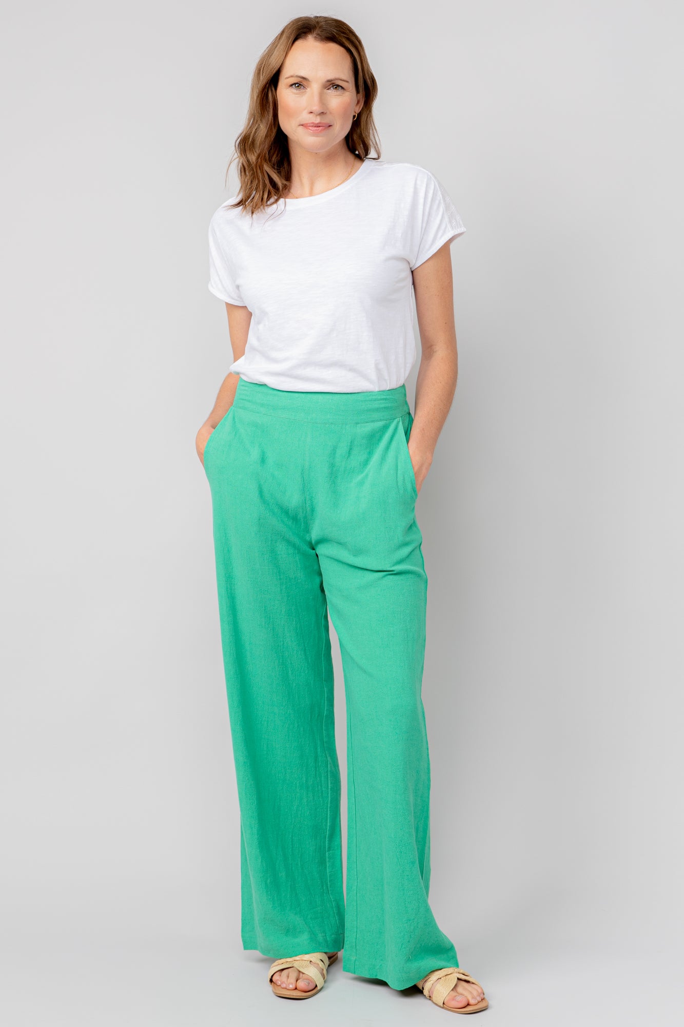Lily and Me Vale Tee Broderie Plain-Tops-White finn