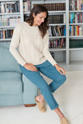 Lily and Me Brean Trouser Plain Cotton-Trousers-White finn