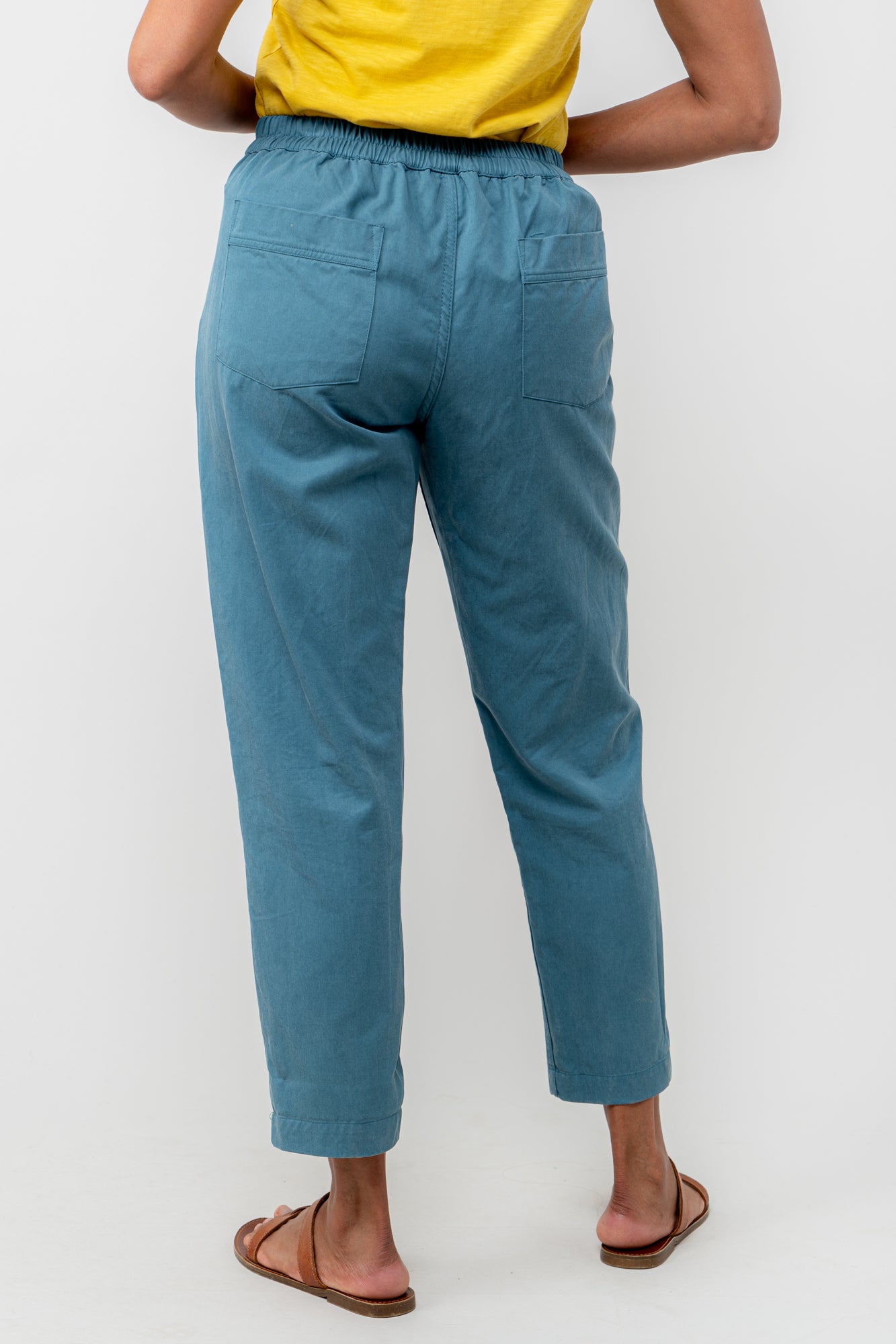 Lily and Me Brean Trouser Plain Cotton-Trousers-White finn