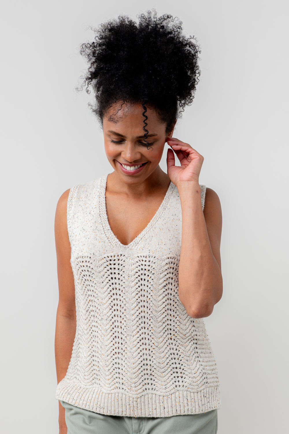 Lily and Me Aelia Tank Fleck Knit-Knitwear-White finn