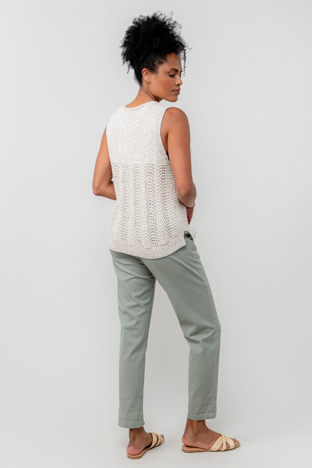 Lily and Me Aelia Tank Fleck Knit-Knitwear-White finn
