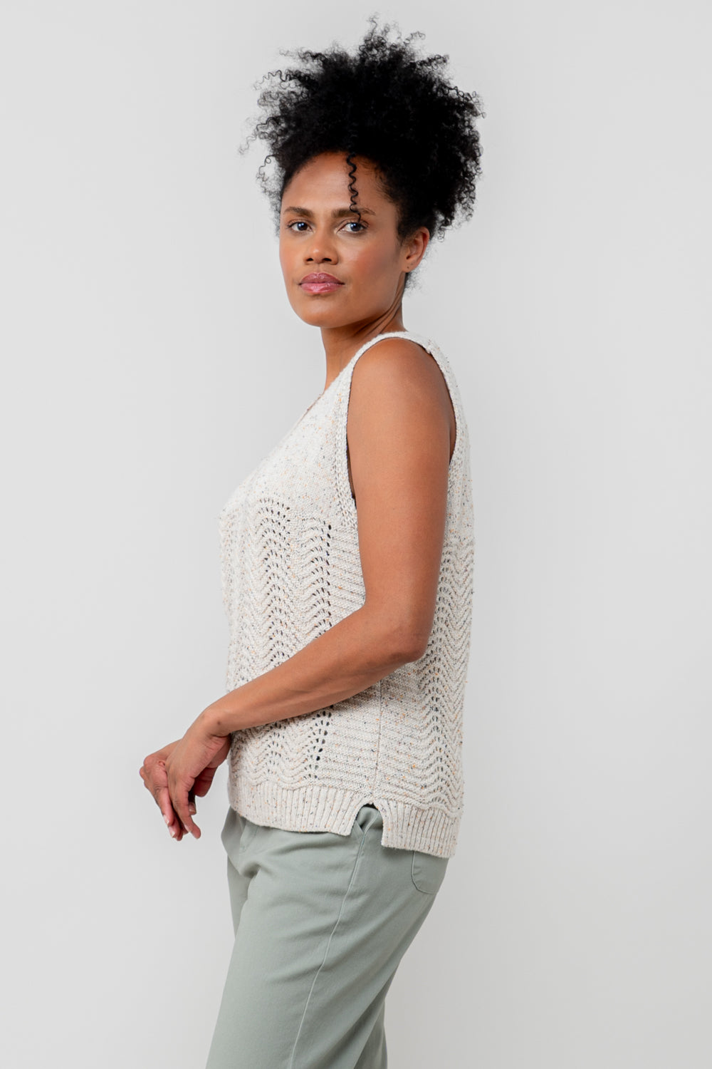 Lily and Me Aelia Tank Fleck Knit-Knitwear-White finn