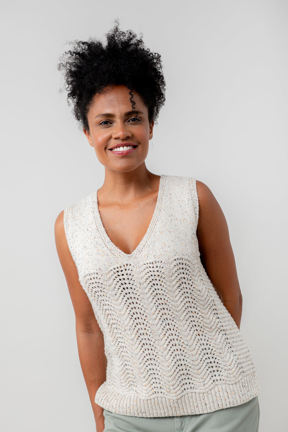 Lily and Me Aelia Tank Fleck Knit-Knitwear-White finn
