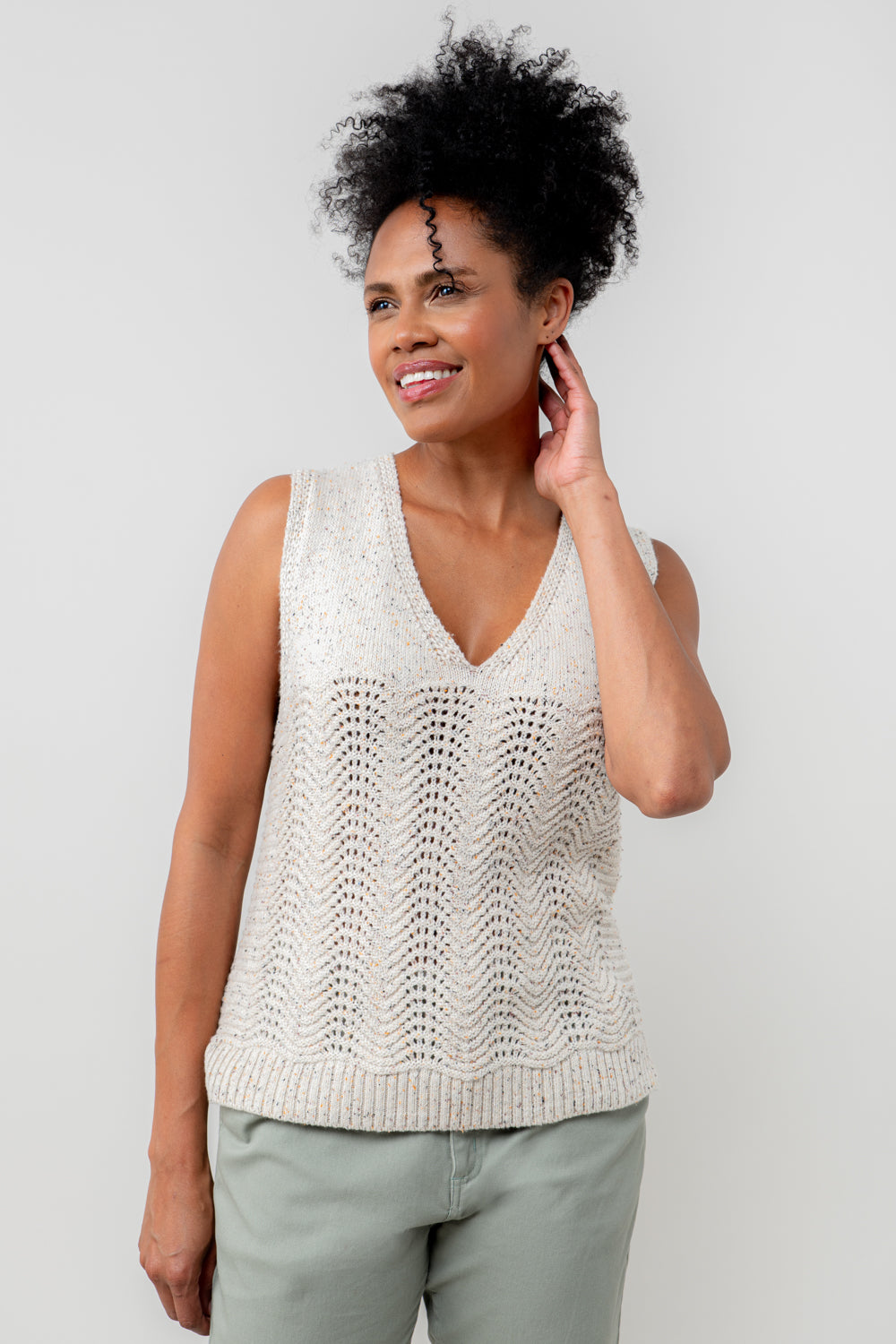 Lily and Me Aelia Tank Fleck Knit-Knitwear-White finn