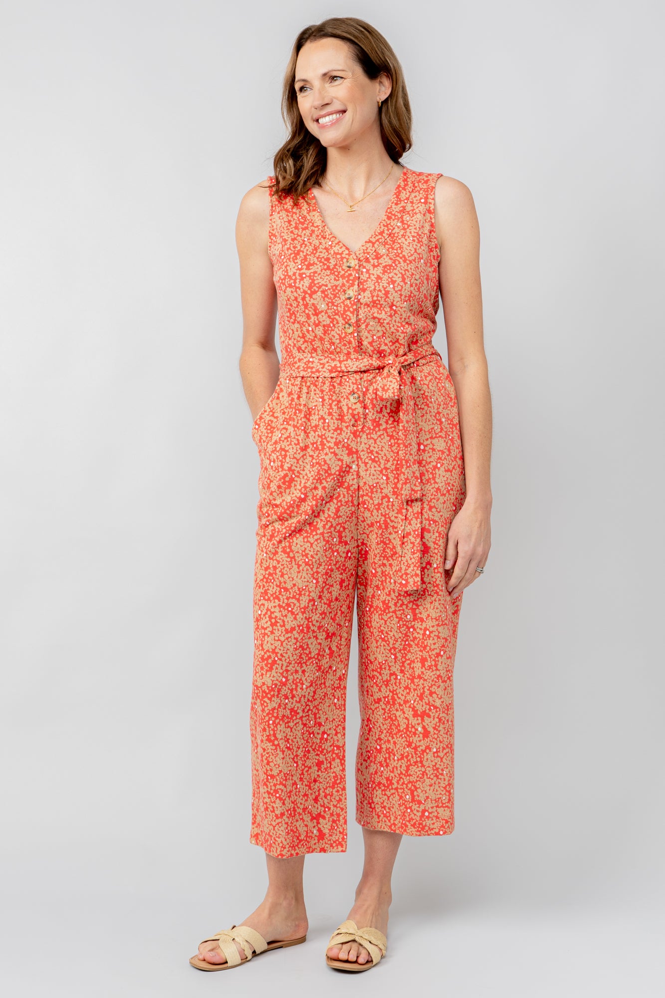 Lily and Me Allium Jumpsuit Stipple-Jumpsuits-White finn