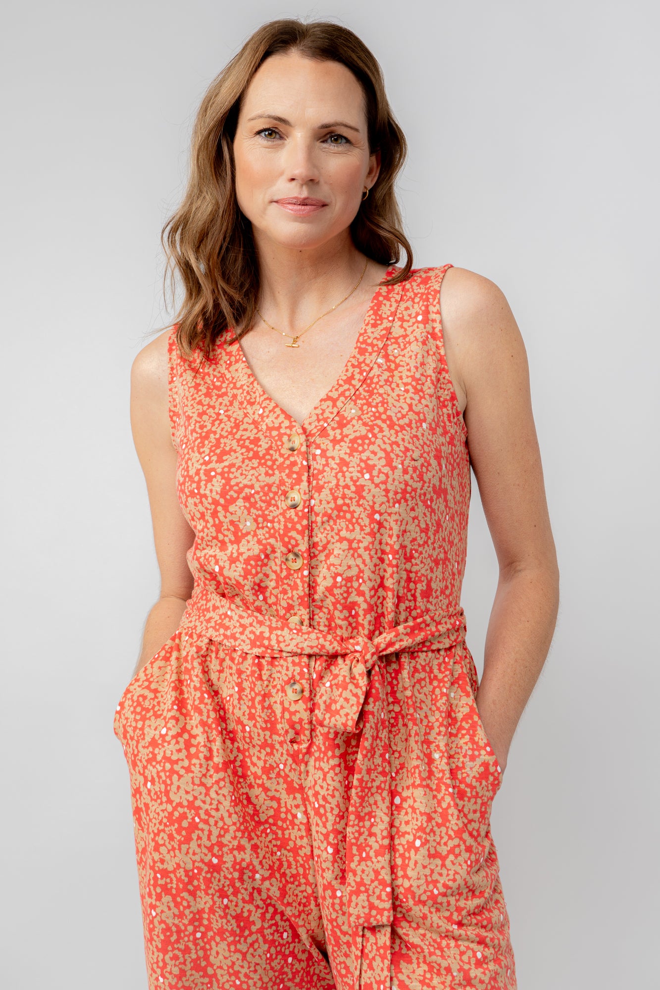 Lily and Me Allium Jumpsuit Stipple-Jumpsuits-White finn