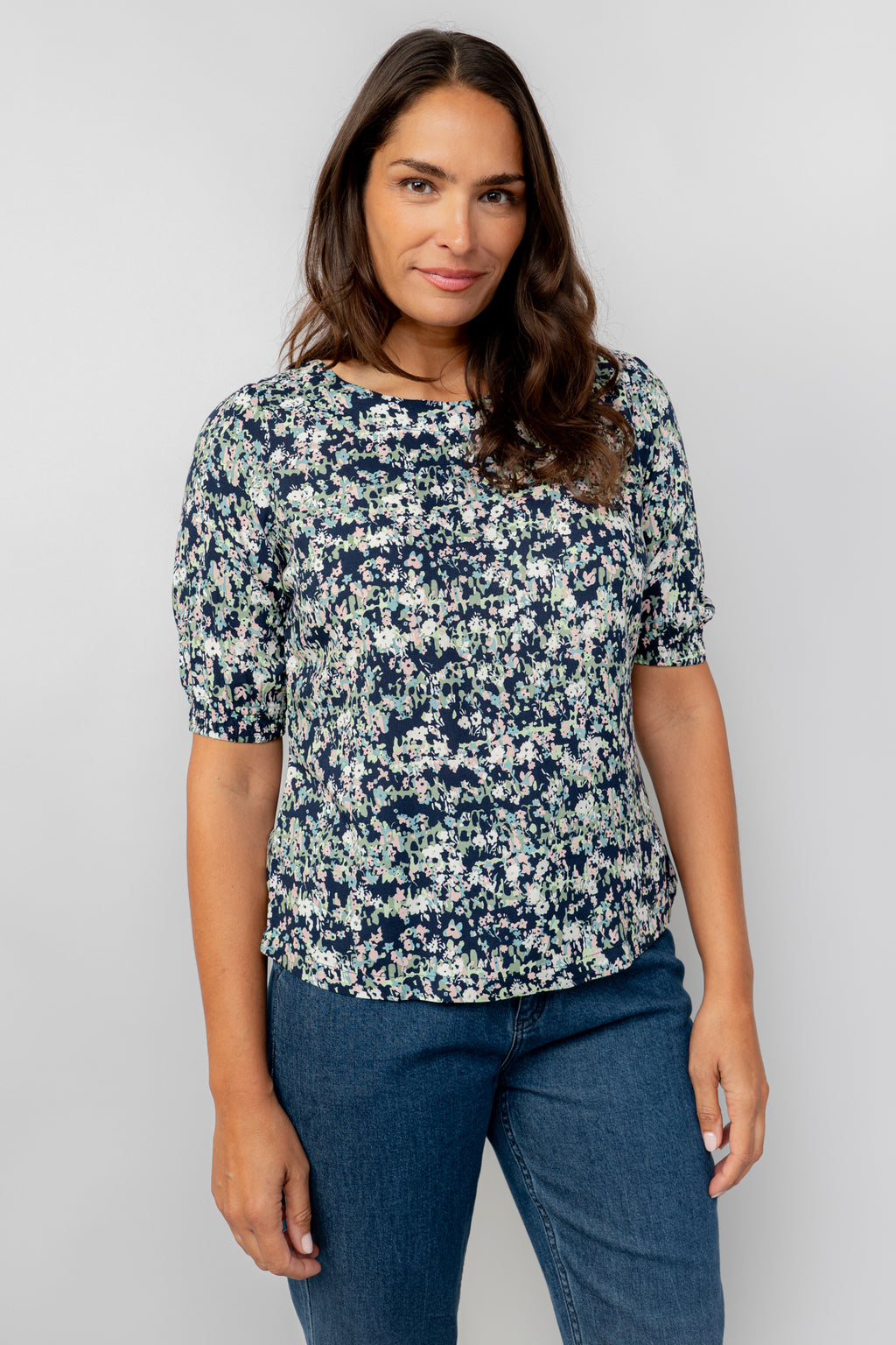 Lily and Me Meadow top Rose Trellis-White finn