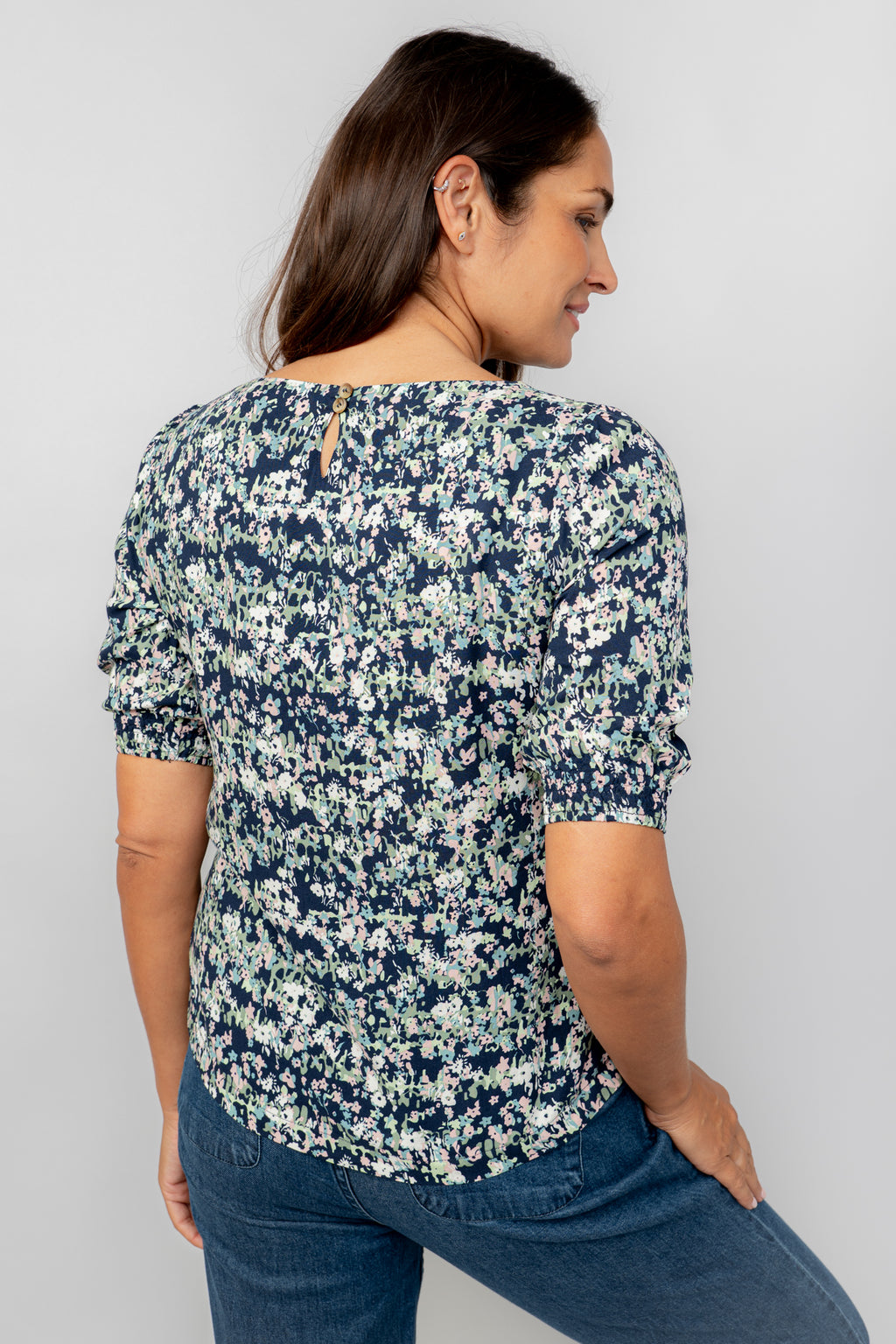 Lily and Me Meadow top Rose Trellis-White finn