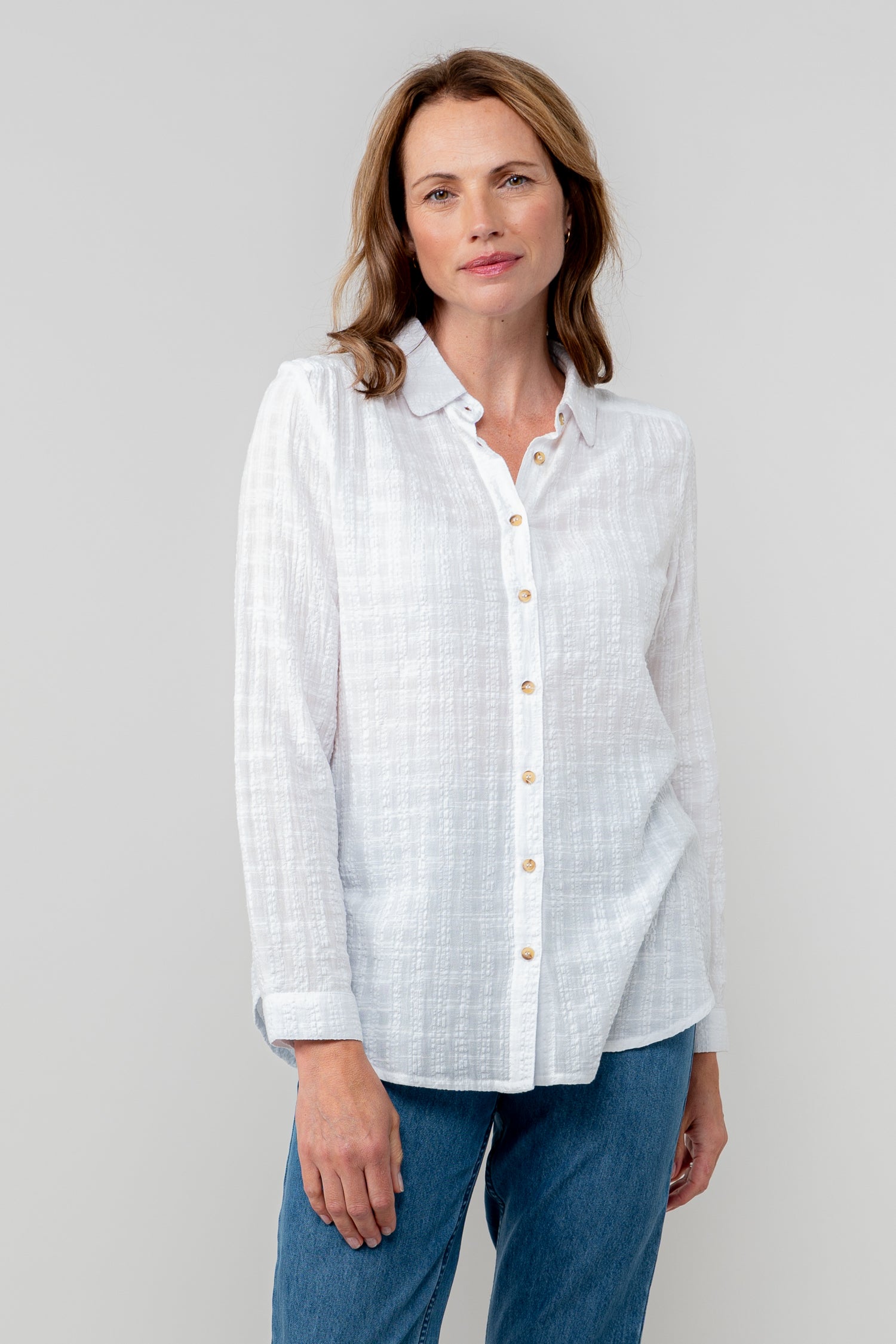 Lily and Me Savannah Shirt Seersucker Check-White finn