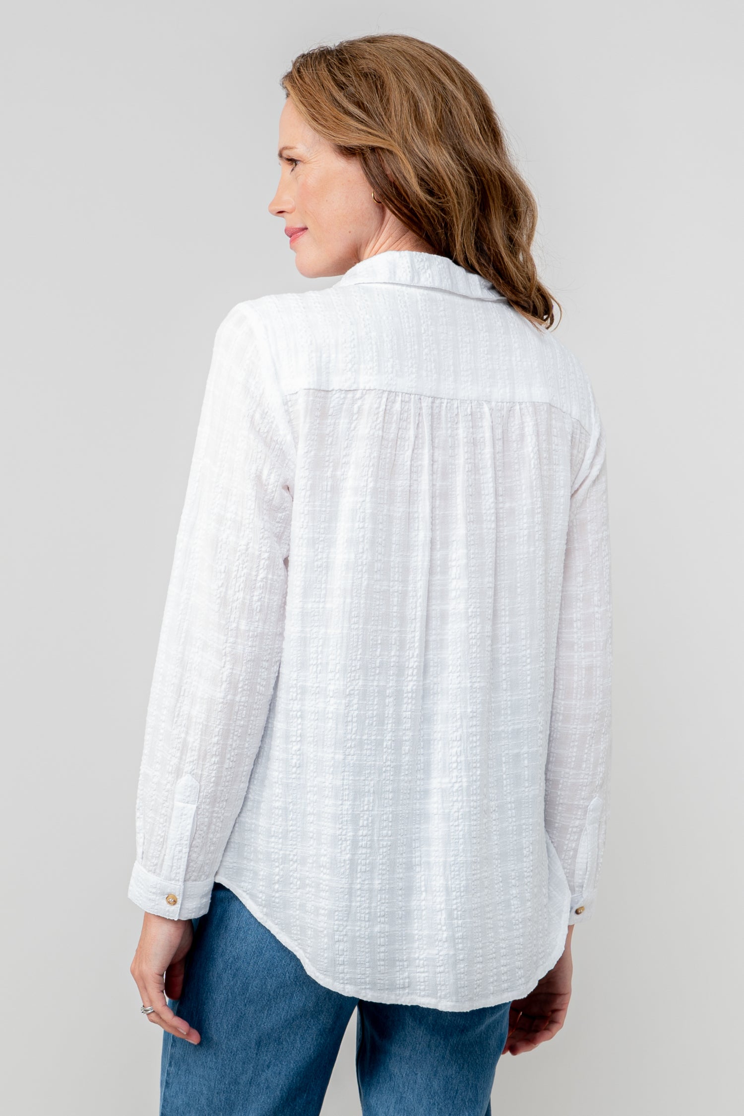 Lily and Me Savannah Shirt Seersucker Check-White finn