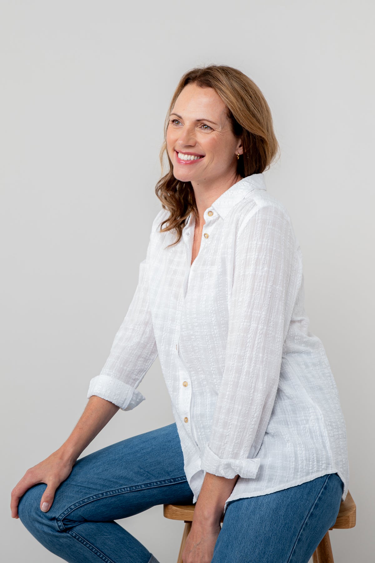 Lily and Me Savannah Shirt Seersucker Check-White finn