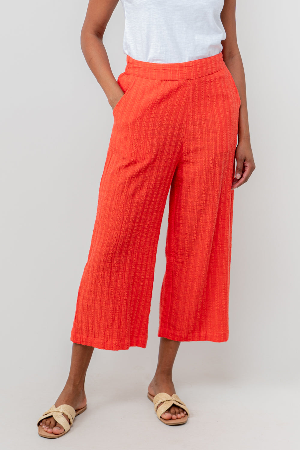 Lily and Me Drift Trouser Seersucker Check-White finn