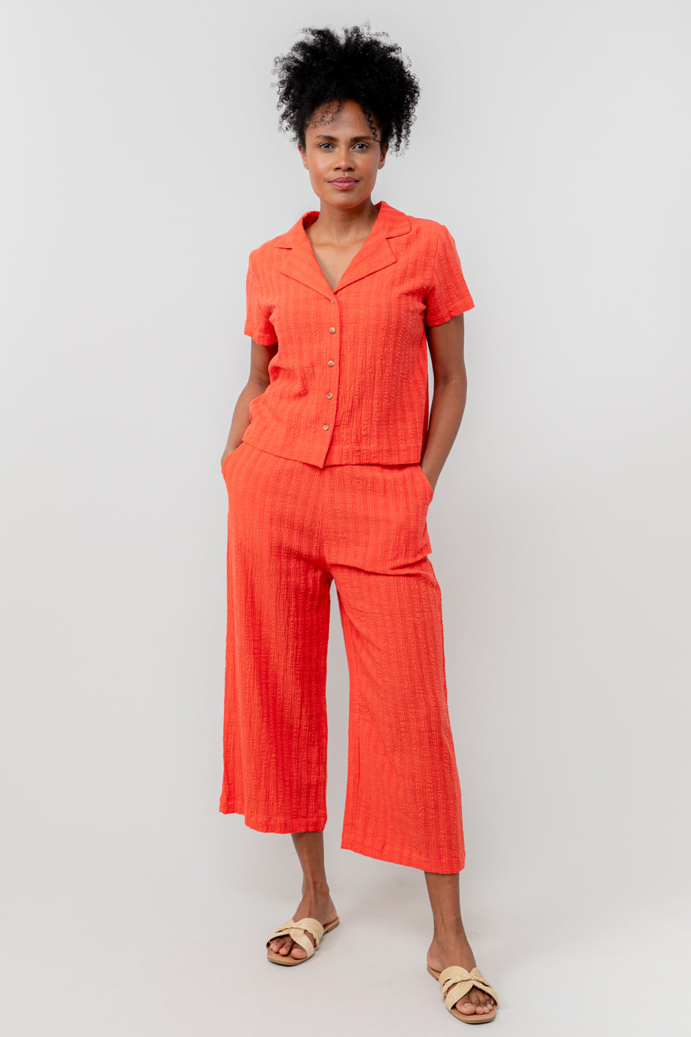 Lily and Me Drift Trouser Seersucker Check-White finn