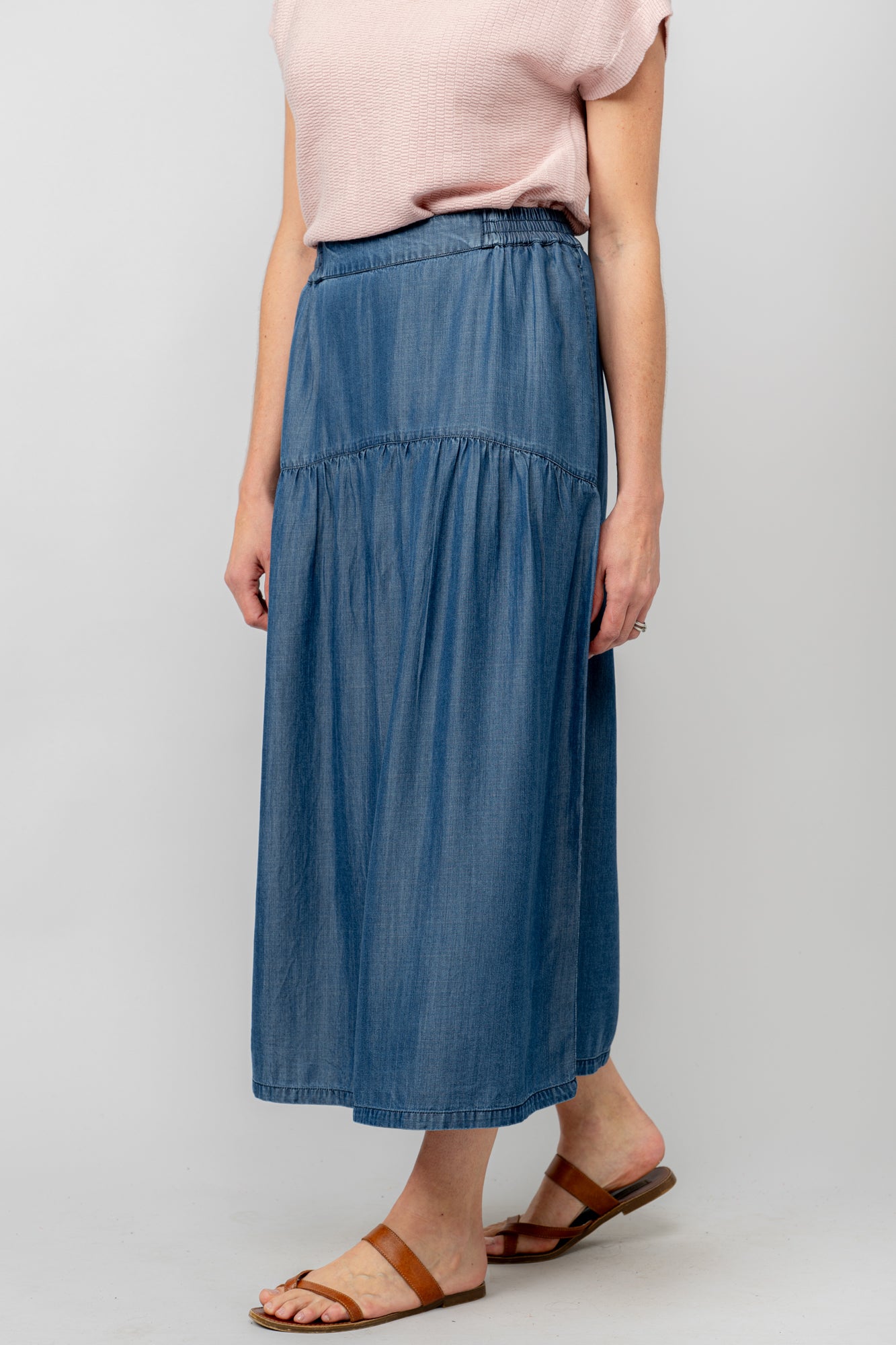 Lily and Me Frances Skirt Indigo Denim-White finn