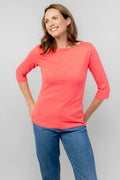 Lily and Me Monica Top 3/4 Sleeve Plain-Tops-White finn