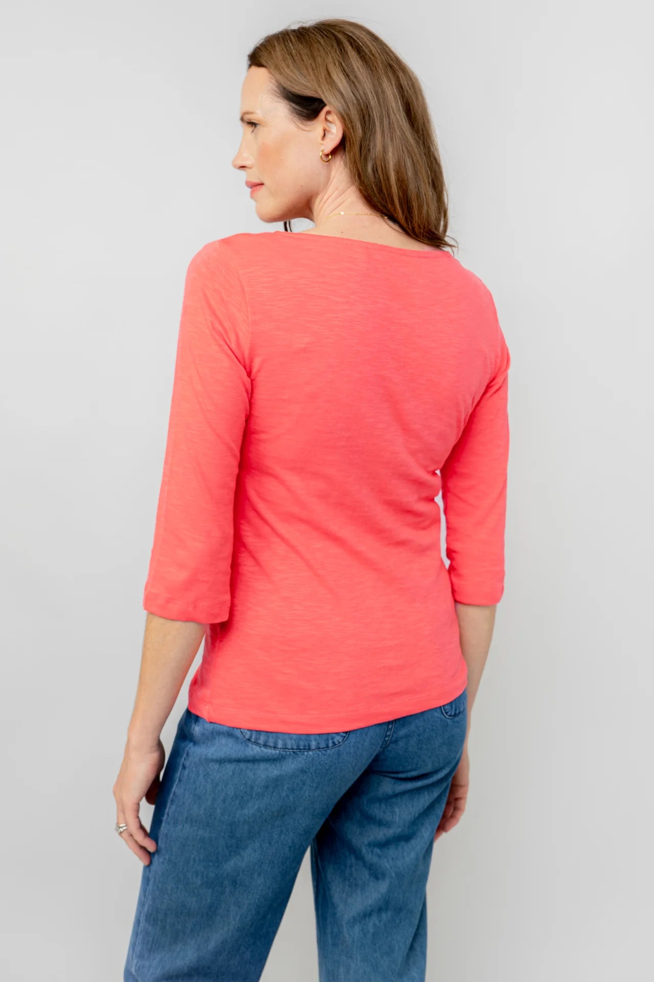 Lily and Me Monica Top 3/4 Sleeve Plain-Tops-White finn